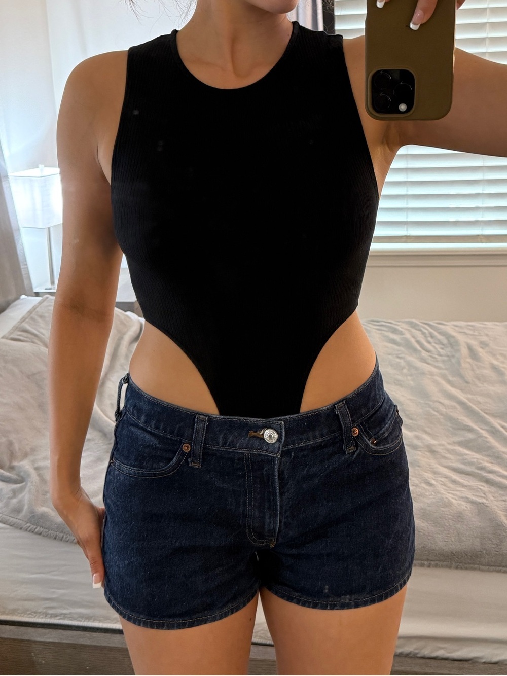 Black Cutout Tank Bodysuit Women - Size S